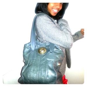 Pebble Blue Genuine Leather Bag