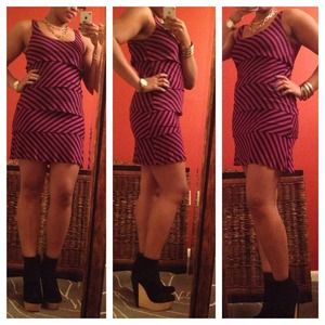 Black & Fuschia tiered sleeveless dressl