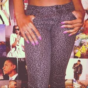 Leopard print skinny's .. Hot right ?