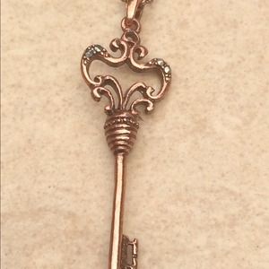 Copper Tone Key Pendant with Marcasite Stones