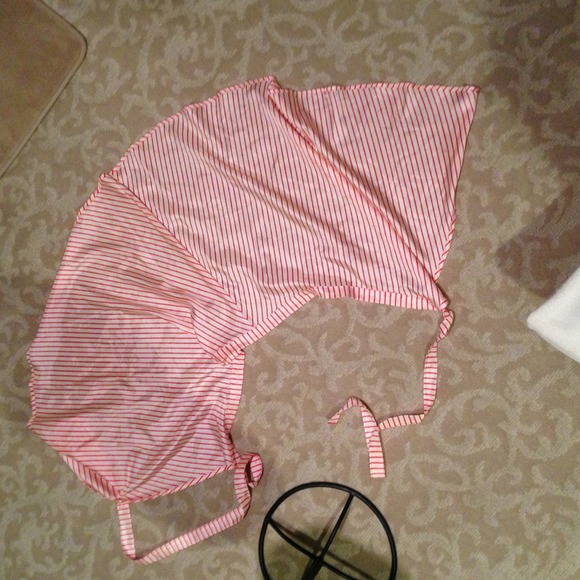 Silk orange and white pinstripe skirt - Picture 4 of 4