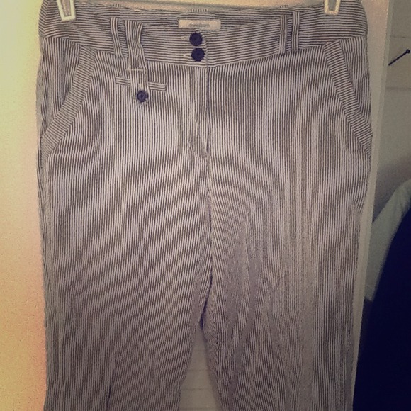 Navy pinstripe cute capris