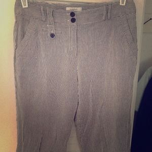 Navy pinstripe cute capris