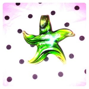Green star blown glass pendant!