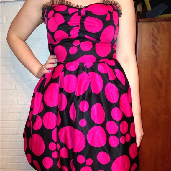 Wild pink polka dotted dress.