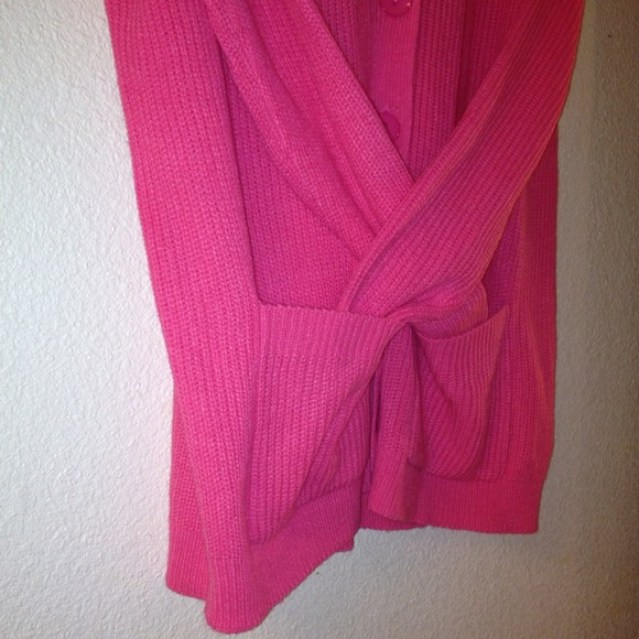 NWT! Ribbed Button Down Cardigan in Neon Coral - Picture 2 of 4