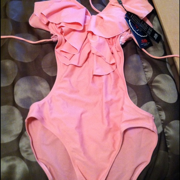 New coral monokini swimsuit