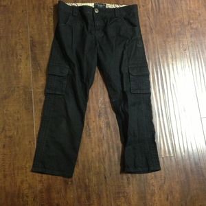 Black cropped cargo skinnies.