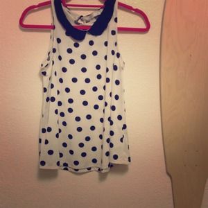 Peter Pan collar polka dot blouse