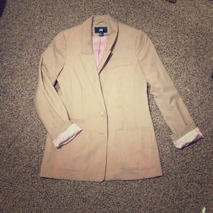 Tan blazer with pink lining