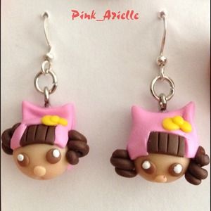 Pinky doodle dangling earrings