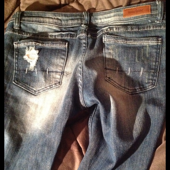 TRADED!! @Badbarbie1 Distressed Machine Jeans - Picture 2 of 2