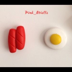Hotdog and Egg stud earrings