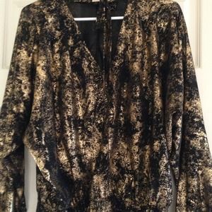Black & Gold Michael Kors Peasant Top