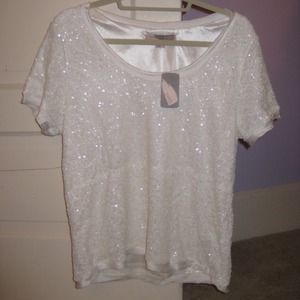 FOREVER 21 White sequin-covered top