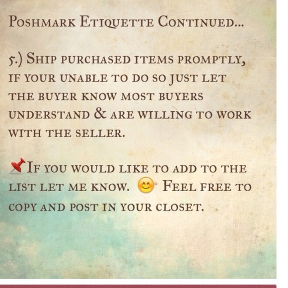 FIND POSHMARKS FAQ & ETIQUETTE INFORMATION! - Picture 3 of 3