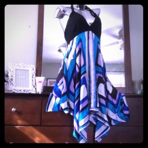 Bebe stretch top & silk print dress