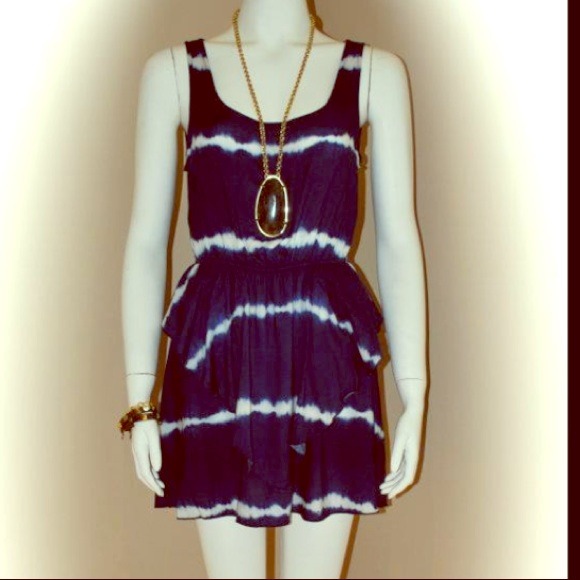 NWT Navy and White tie dye peplum dress