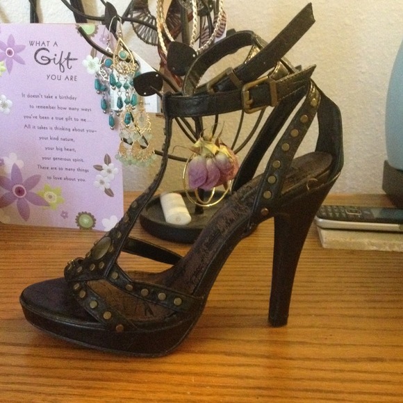 Black stud heels
