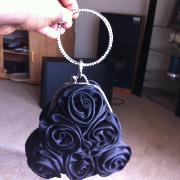 Satin rose designed clutch