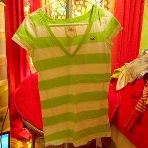 Green and white stripped tshirt