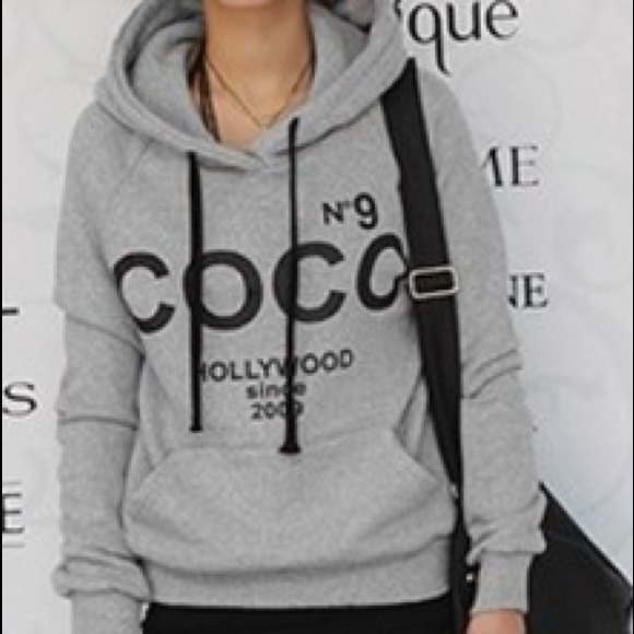 COCO print hoody. Gray size Med