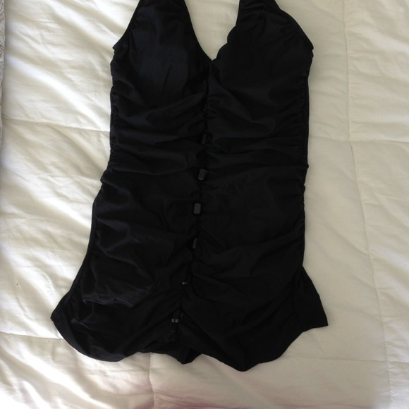 ShapeFX black bathing suit.