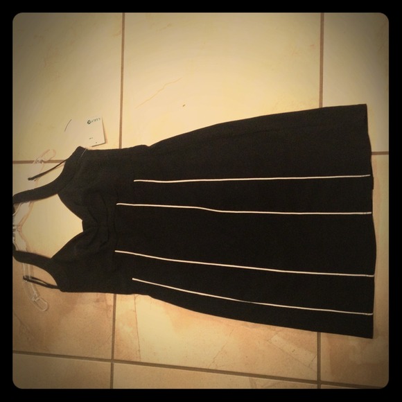 Black pin striped cocktail dress