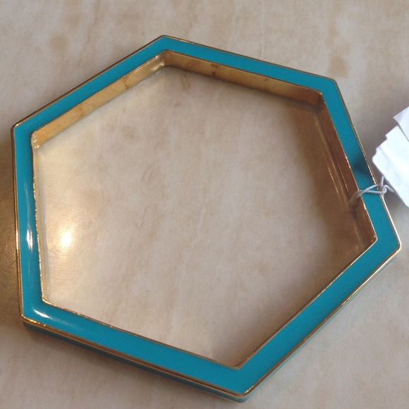🎀N/A Kate Spade New York Blue Gold Hexagon Bangle - Picture 2 of 4