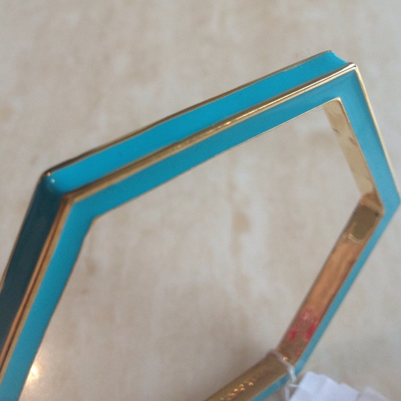 🎀N/A Kate Spade New York Blue Gold Hexagon Bangle - Picture 4 of 4
