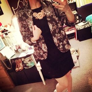 Xhilaration Jackets & Coats - Gray Floral Open Blazer Xhilaration Jackets & Coats - Gray Floral Open Blazer