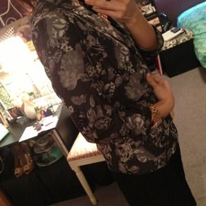 Xhilaration Jackets & Coats - Gray Floral Open Blazer Xhilaration Jackets & Coats - Gray Floral Open Blazer
