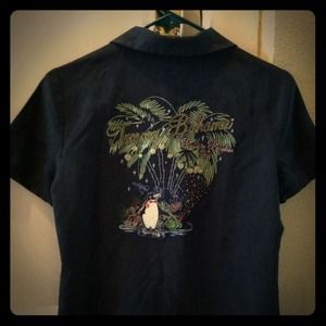 Tommy Bahamas black silk shirt