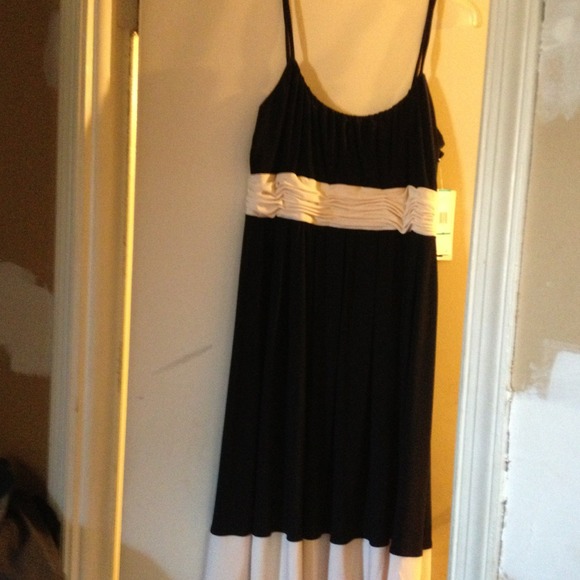 Black and cream spaghetti strap dress