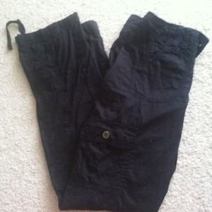 Black cargo cotton pants