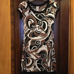 Black white and brown dress