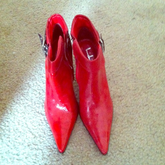 Red leather boots