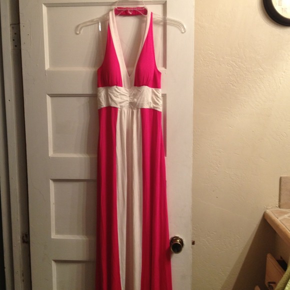 Pink and white maxi dress NWOT