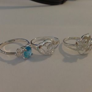 👍TRADEw/bag 3 rings 925 sterling silver sz 6