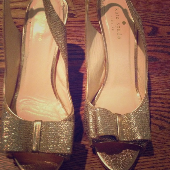 Kate spade gold glitter heels