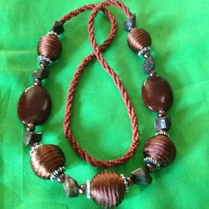 Vintage chunky beaded necklace in rich browns