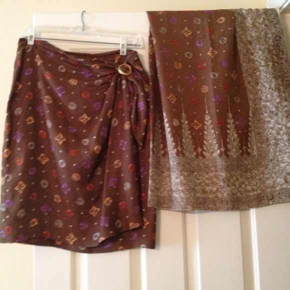 Vintage Silk Anne Klein Wrap Skirt and Wrap/Scarf - Picture 1 of 4