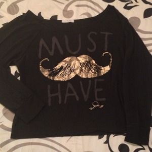 Black Longsleeve Mustache Shirt Size Sm & Ring