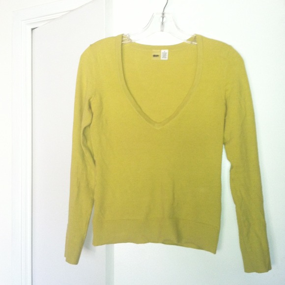 Lime green V-neck sweater