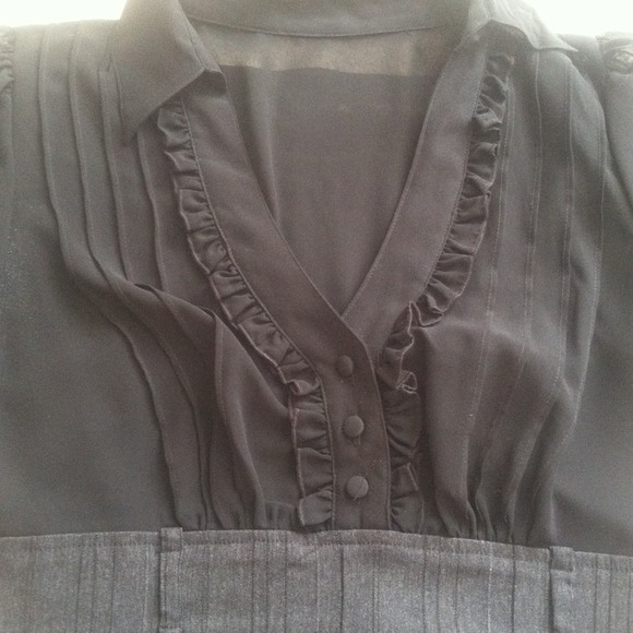 Black and grey pinstripe secretary dress