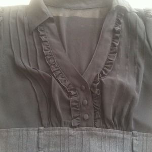 Black and grey pinstripe secretary dress
