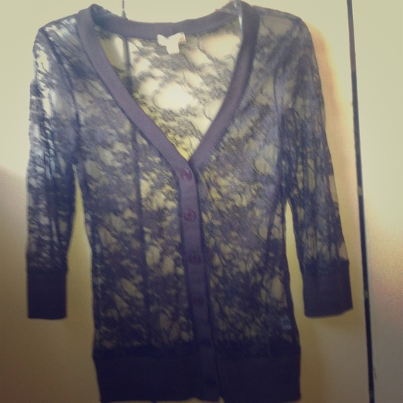 Tops - Brand new dark brown LACE transparent cardigan!