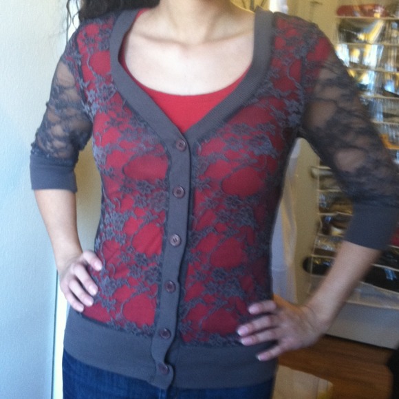 Brand new dark brown LACE transparent cardigan! - Picture 2 of 3