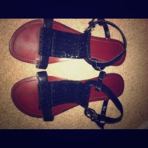 Black Sequin Sandals