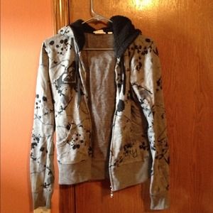 REDUCED!!!!  Roxy black and grey zip up hoodie